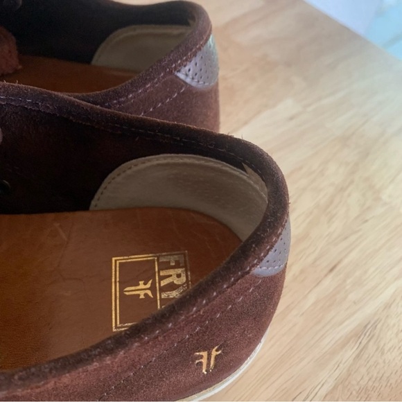 Frye Chambers Mens Low Top Suede Sneakers Brown Leather Cap-Toe Lace Up Size 11 - Picture 12 of 16